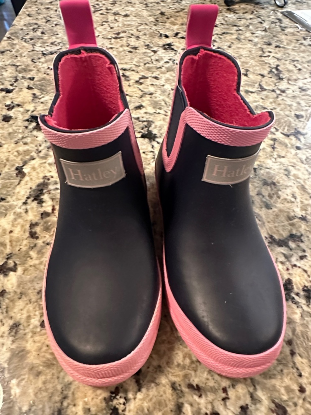 Hatley Navy and Pink Chelsea-Style Kids Rain Boots